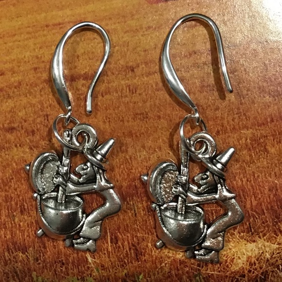 Witch and cauldron Halloween earrings 925 silver - Picture 3 of 6
